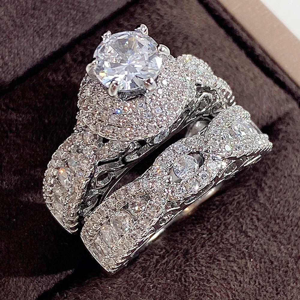 Xiaomi Huitan Trend Sets Rings Jewelry for Women Full Paved Brilliant CZ Stone Fashion Finger Accessories Engagement Bands Accessories