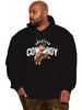 Unisex Casual Cowboy Bear Graphic Print Hoodies, Drawstring Comfortable Oversized Hooded Pullover Sweatshirt For Spring Summer Plus Size