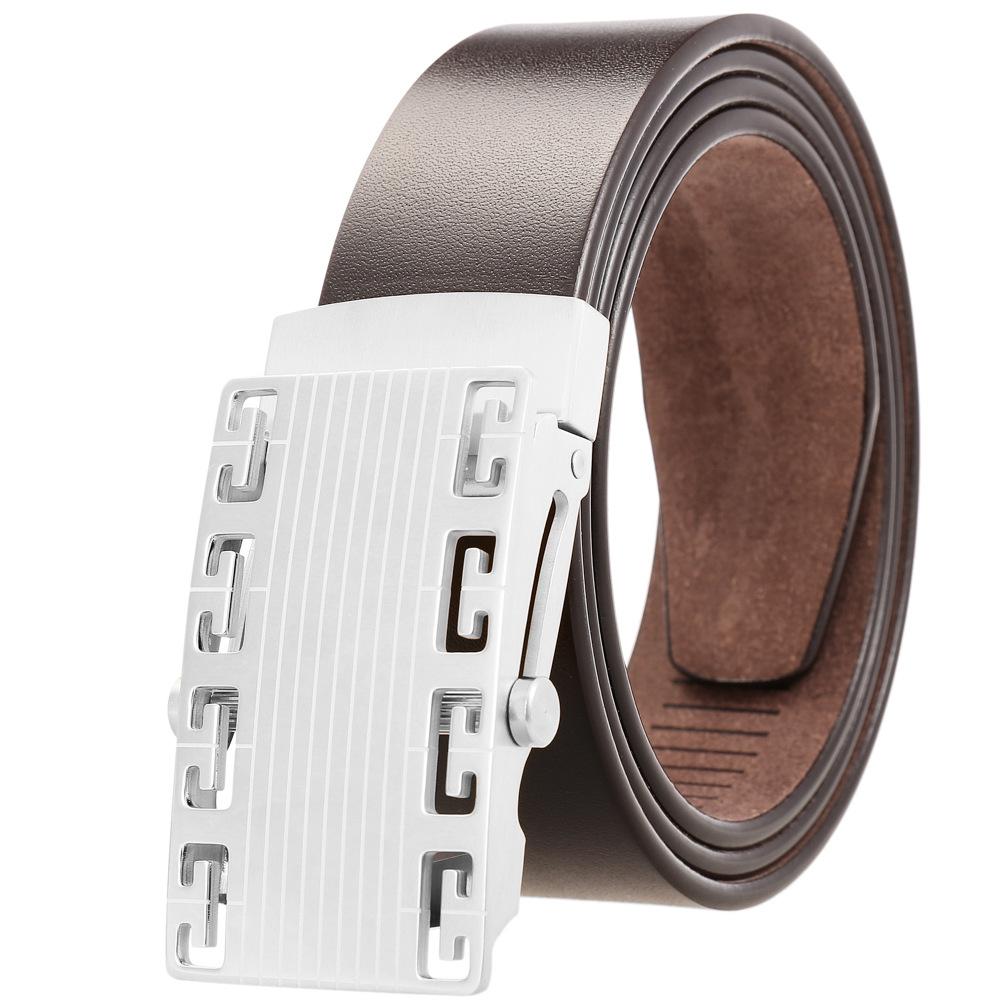 1Pcs Stainless Steel Roller Buckle Belt, Men'S Toothless Buckle First Layer Cowhide Belt Ly36-61531-8
