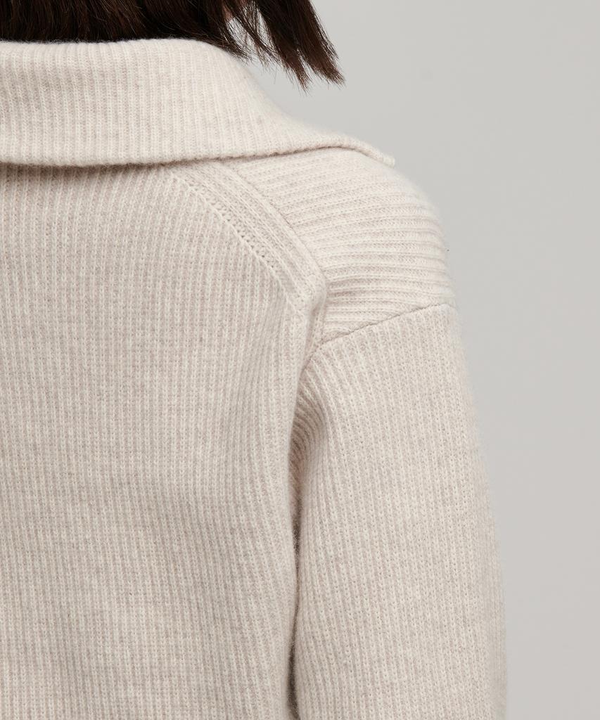 MUSINSA STANDARD WOMAN Women'S Lambswool Ribbed Knit Half Zip [Oatmeal]