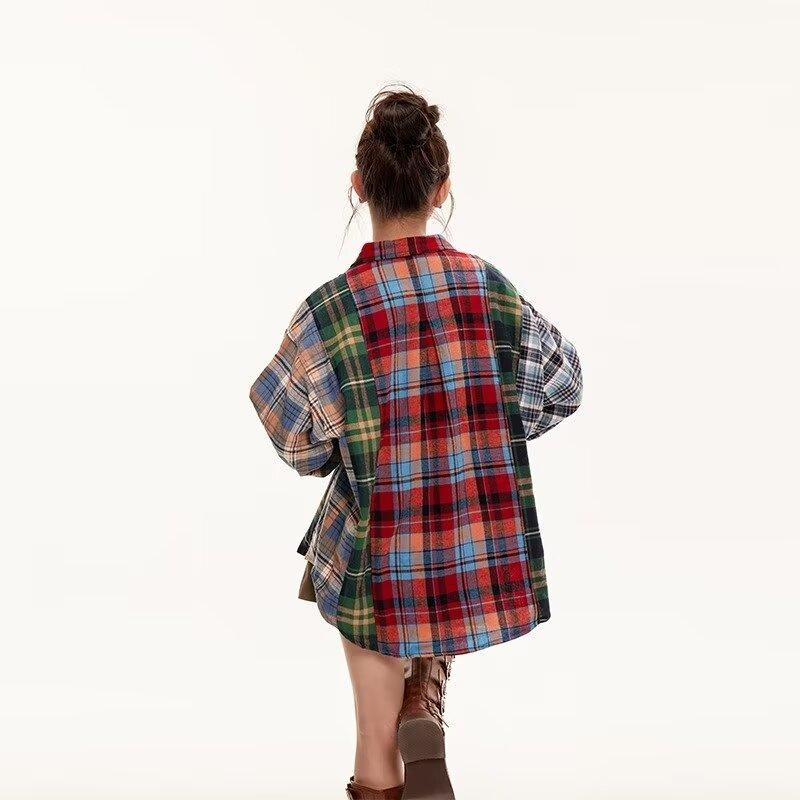 2024 Letter Long Sleeve Shirt Japanese Hong Kong Style Ins Loose Shirt Boys Summer Trendy Versatile Casual Coat