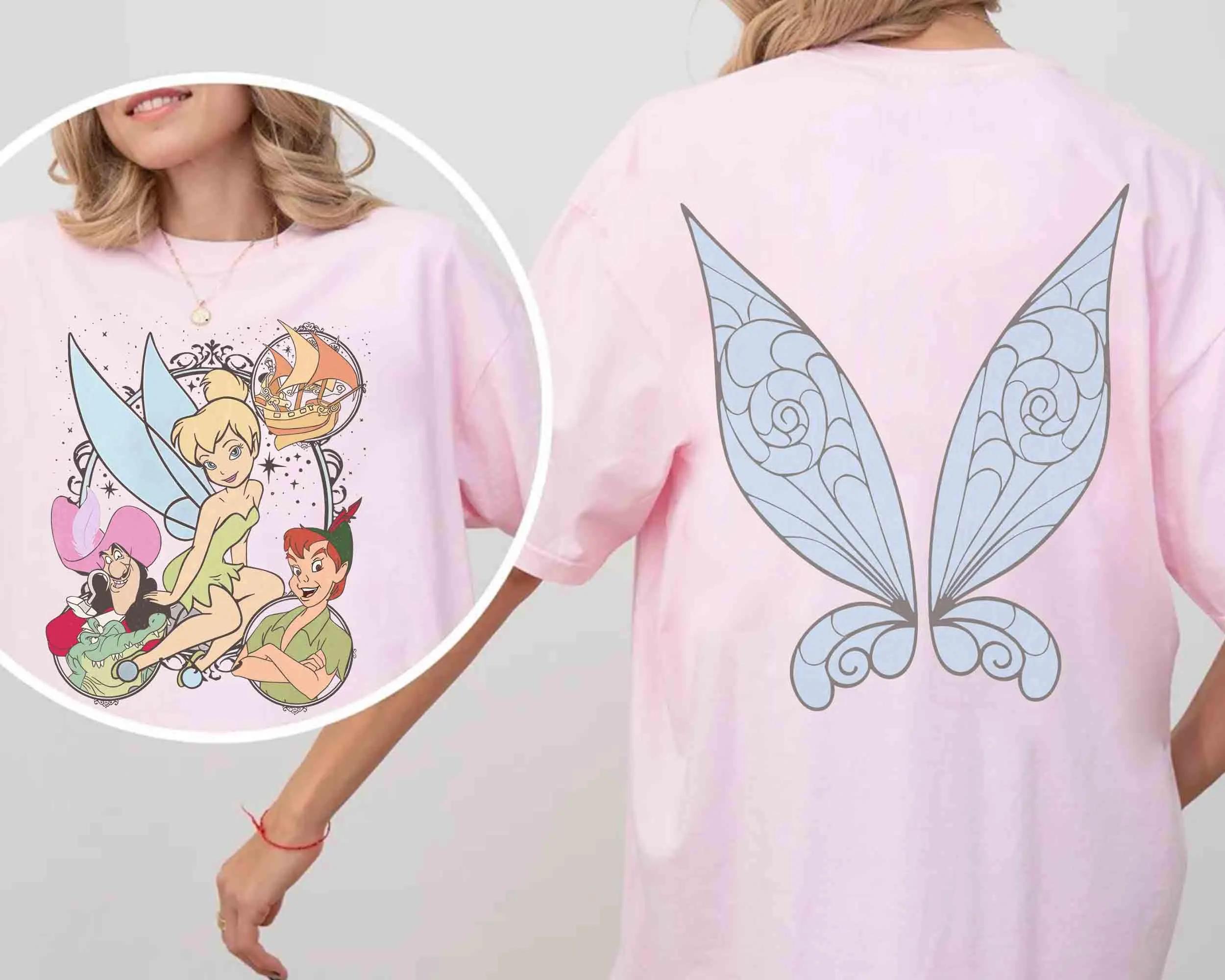2sided Tinker Bell Costume Shirt   Peter Pan Matching Tee   Fairy Wings Shirt S