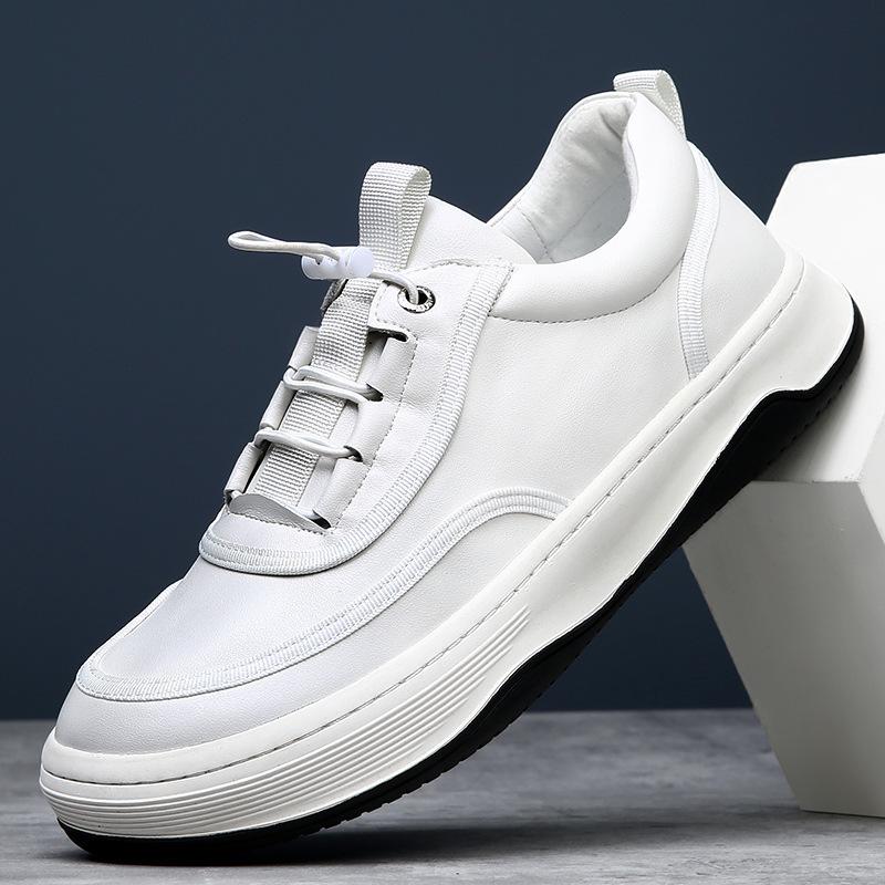 European Station Trend Board Shoes Leather Men's Shoes Spring Breathable Sports Casual Shoes Versatile Platform White Shoes Men's