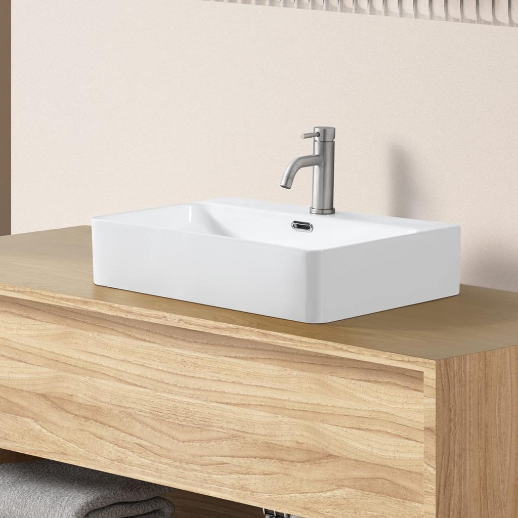 Trap Drain Set Large Stylish Freestanding Ceramic Hand Hand Wash Bowl [S Included] Washbowl, Washstand, Washbowl, Washer, 610425130mm (Rectangular)