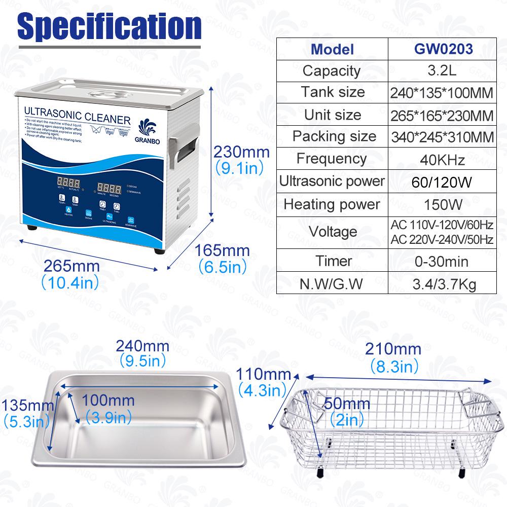 Industrial Ultrasonic Cleaner for Laboratory Use - High Power, Small Size, Ideal for Degreasing and Rust Removal