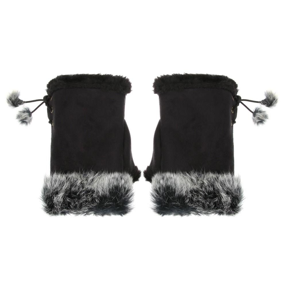 Thicken Solid Color Winter Girls Fashion Accessories Plush Mittens Fingerless Gloves Elastic Gloves