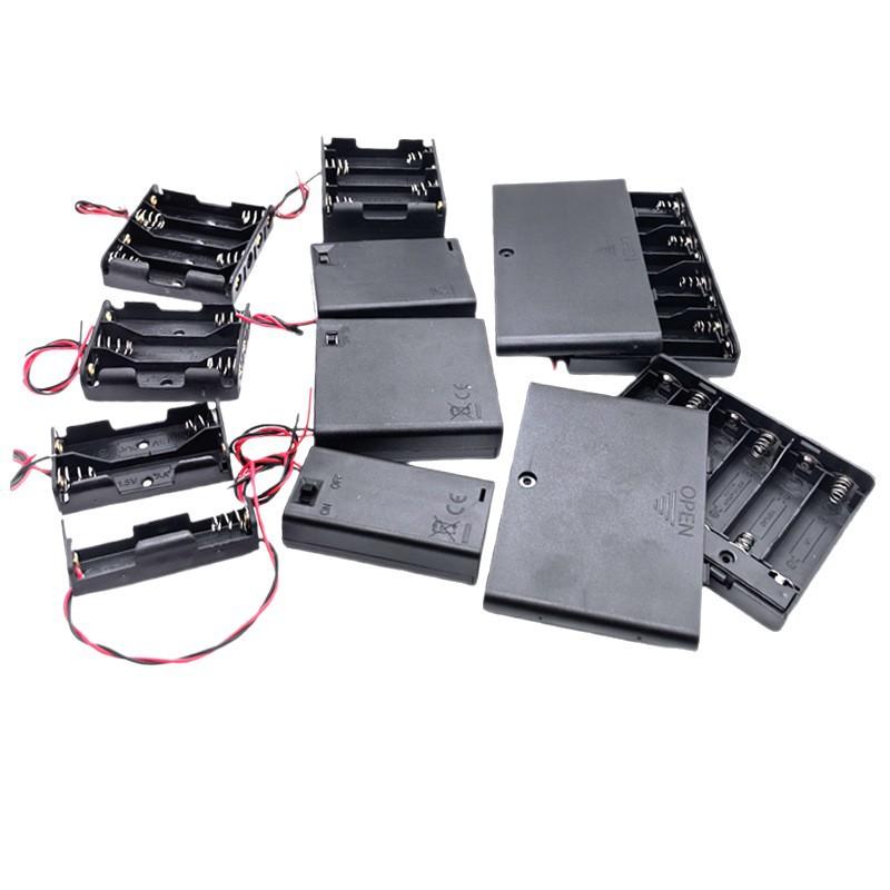 1/3Pcs Aa Battery Holder Storage Case Box With Switch And Cover For Aa Batteries Standard Container 1 2 3 4 6 8 Slots