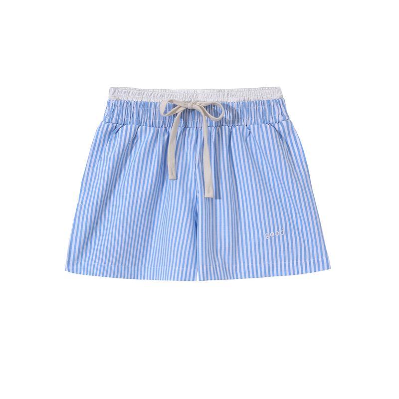 

Pphome Homemade ~ Stripes Shorts Summer Youth Feeling Shorts Blue Stripes Loose Wide-Legged Versatile Shorts Blue S