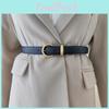 Simple Faux Leather Belt For Women With Goldtone Buckle And Vintage Style