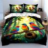Colorful Bird Decor Set Soft Comfortable Duvet Cover Bedding Set Included 1*Duvet Cover & 2*Pillowcases, Gift