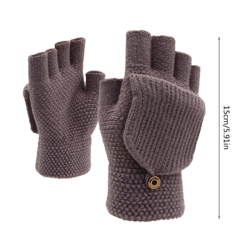 Flip Gloves Men Wool Winter Gloves Touchscreen Gloves Knit Convertible Gloves Touchscreen Mittens Fingerless Gloves
