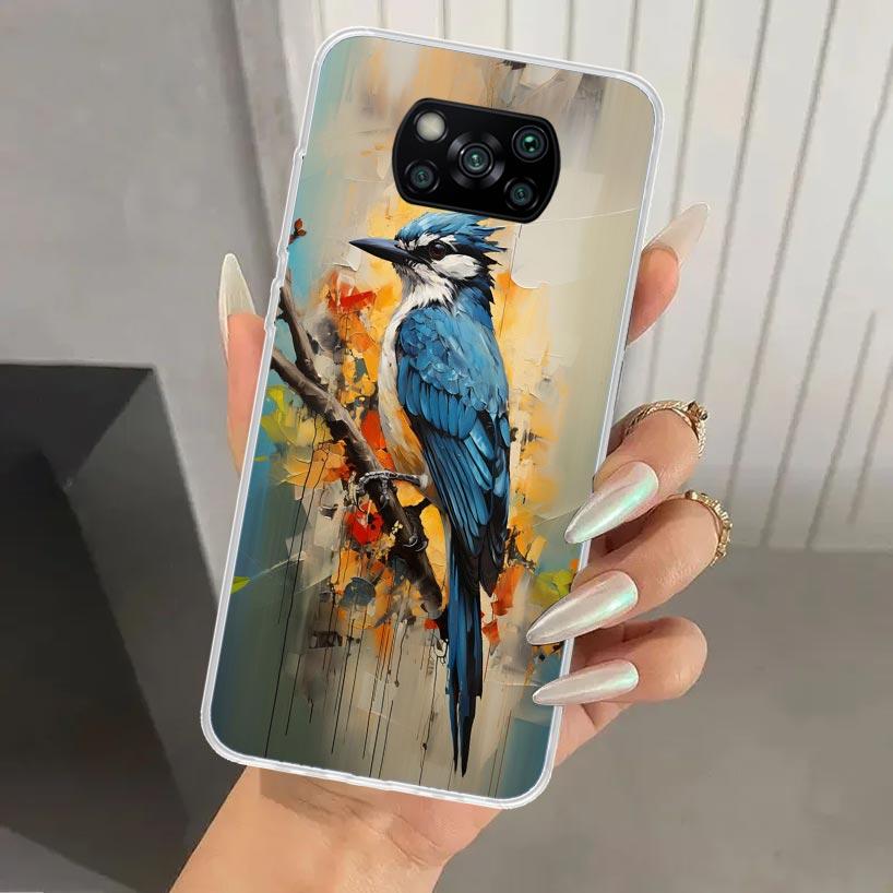 Animal Oil Painting Bird Phone Case for Xiaomi Poco X5 X6 X7 Pro F7 Ultra M7 Redmi 15 15C 13 13C 12 12C 10 10A 10C 9 9A 9C 9T Sh