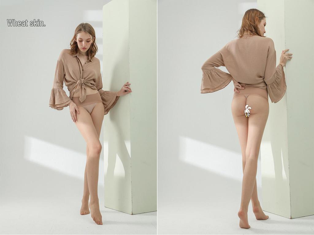 Seamless 360 Core-Spun Plus Size Transparent Black Smooth Touch Open Crotch Summer Stockings