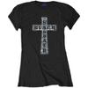 Black Sabbath Ladies Embellished T-Shirt: Cross (Diamante) OFFICIAL NEW