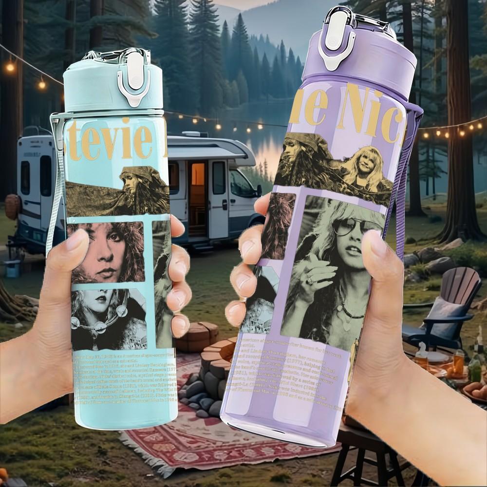 1PC Stevie Nicks Female 750ml Sports Water Bottle Leakproof Straw Lid Outdoor Office Home