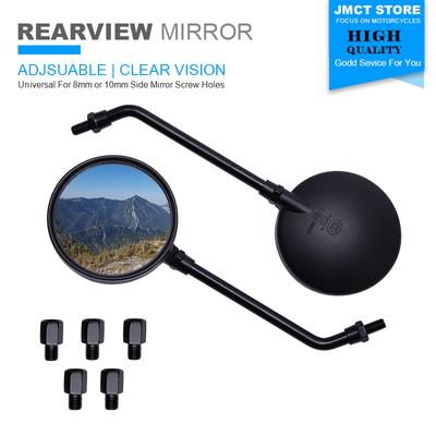 1 Pair 8mm 10mm Universal Rear View Rearview Mirror Motorcycle Side Mirrors Round Retro Moto Bike Scooter Cafe Racer