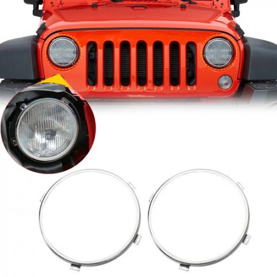 7-дюймовый монтажный кронштейн для круглой фары для Wrangler JK JKU, Хромированная окантовка фары