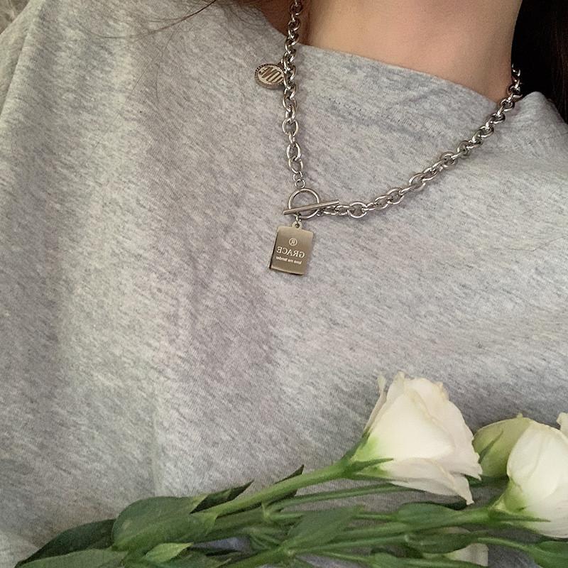 

Trendy Ins Inspired Titanium Steel Choker Necklace For Women With Unique Pendant Letter StyleA