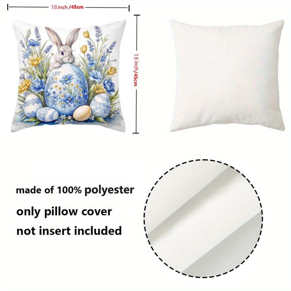 Blue Floral Easter Pillows With Bunny And Eggs Polyester pillowcase, sofa decorative cushion cov Headboard Pillow