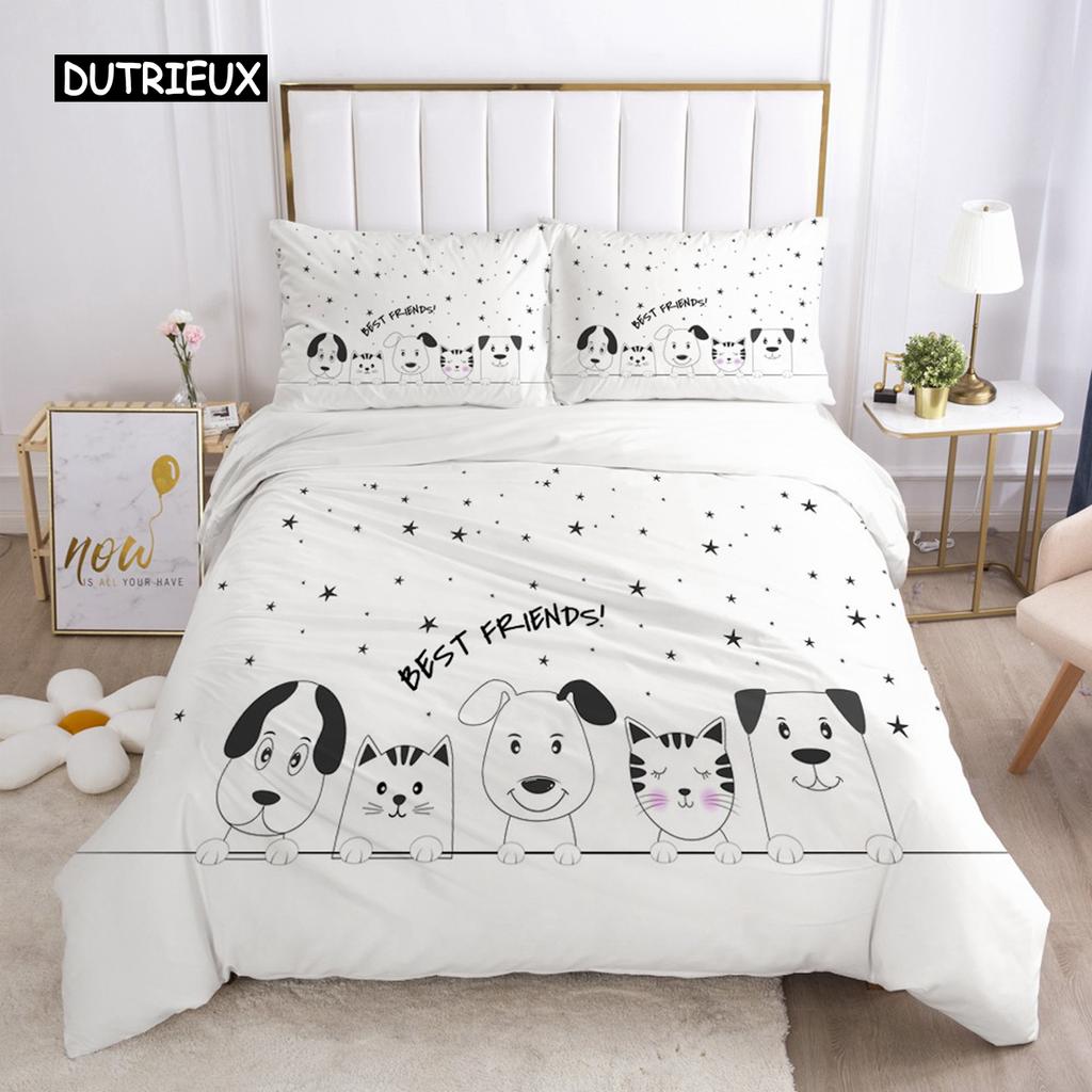 Duvet Cover Girls Princess Cartoon White Bedding Set Cute Duvet Cover Set for Baby Kid Children Pink Swan Bedroom Decorations