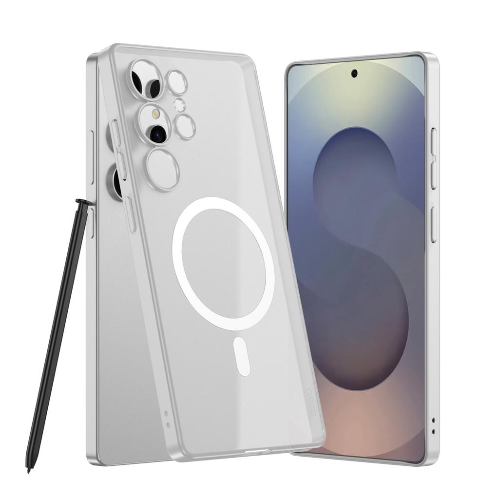 Samsung S25 Ultra Mobile Phone Case Pc Ultra thin Skin Feeling Semi transparent Simple Magnetic Absorption Wireless Charging Ring Protection Case