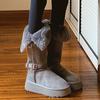 Women's Tall Large Size Thick Sole Soft Sole Winter Warm Fur One Snow Boots Padded Lined Ankle Boots Anti-slip Hiking Sports Cotton Boots
