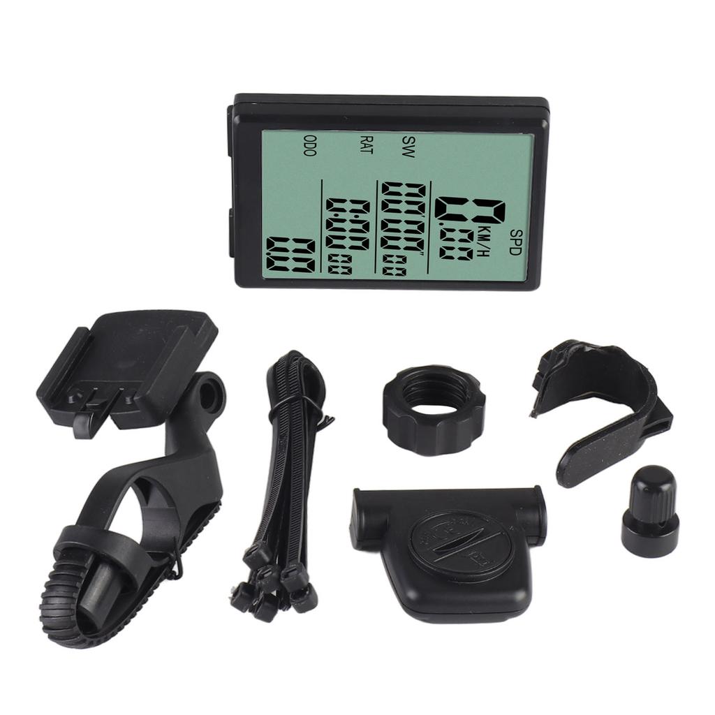 Bike Computer Wireless Bike Speedometer Water Resistant 3in LCD Screen Backlit Cycling Odometer