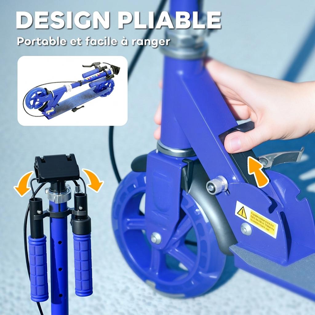 Children's Scooter, Ages 3-8, Foldable 2-Wheel, LED Lights, 4 Height Adjustments, Blue