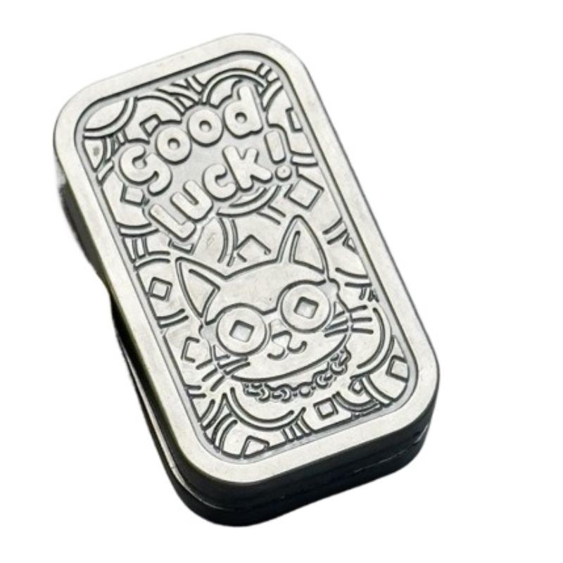 

Good Luck Cat EDC Fidget Slider Alloy Magnetic Push Fidget Toys Kawaii Stress Relief Toy ADHD Anti-Anxiety Toy Office Gadgets серебряный