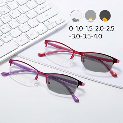 Lunettes intelligentes à changement de couleur pour vision de près, monture carrée, bloquant la lumière bleue, lunettes photochromiques tendance pour femmes