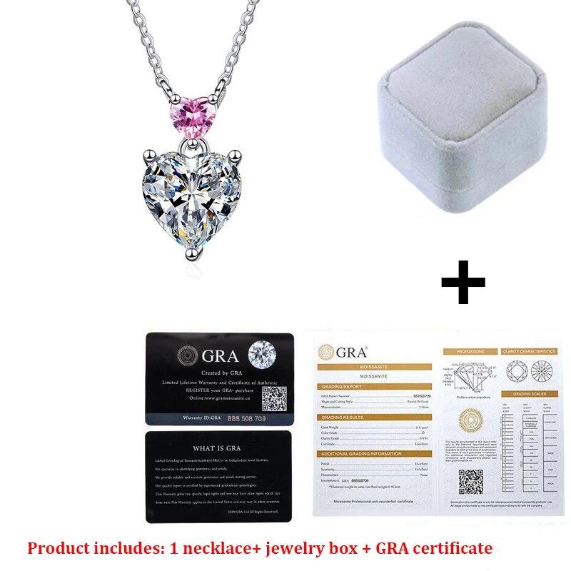 

Новый настоящий муассанит с бриллиантовым сердечком, ожерелье с двойным сердцем, дизайн из стерлингового серебра S925, ювелирные изделия, подарок для женщин 1ct 6.5mm D color