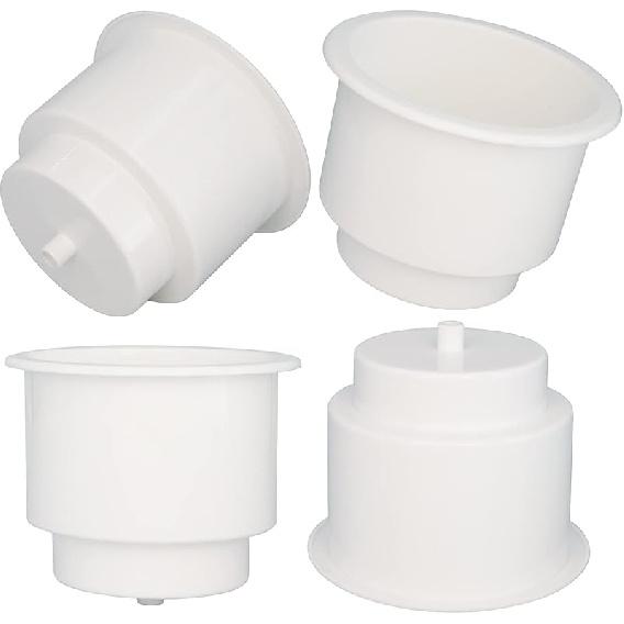 Yuanhe White Plastic Cup Drink Holder Ert With Drain For Boat Car Marine Rv, 4PCS