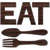 Eat  Sign + Fork And Spoon Wall Decor For Kitchen Rustic Farmhouse Decoration For Family Home Dining Room