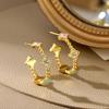 Gold-Plated Four-Leaf Clover Ear Cuffs: Fashionable Micro-Paved Dopamine Earrings, Elegant Light Luxury Jewelry.