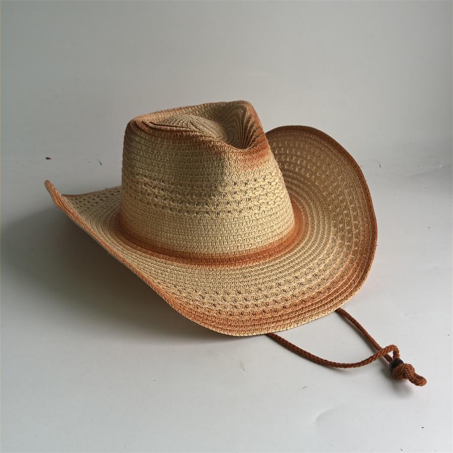Western Cowboy Straw Hat For Men Women Vintage Outlaw Cowgirl Sun Sombrero Hat With Metal Star Emblem Band Beach Summer Caps