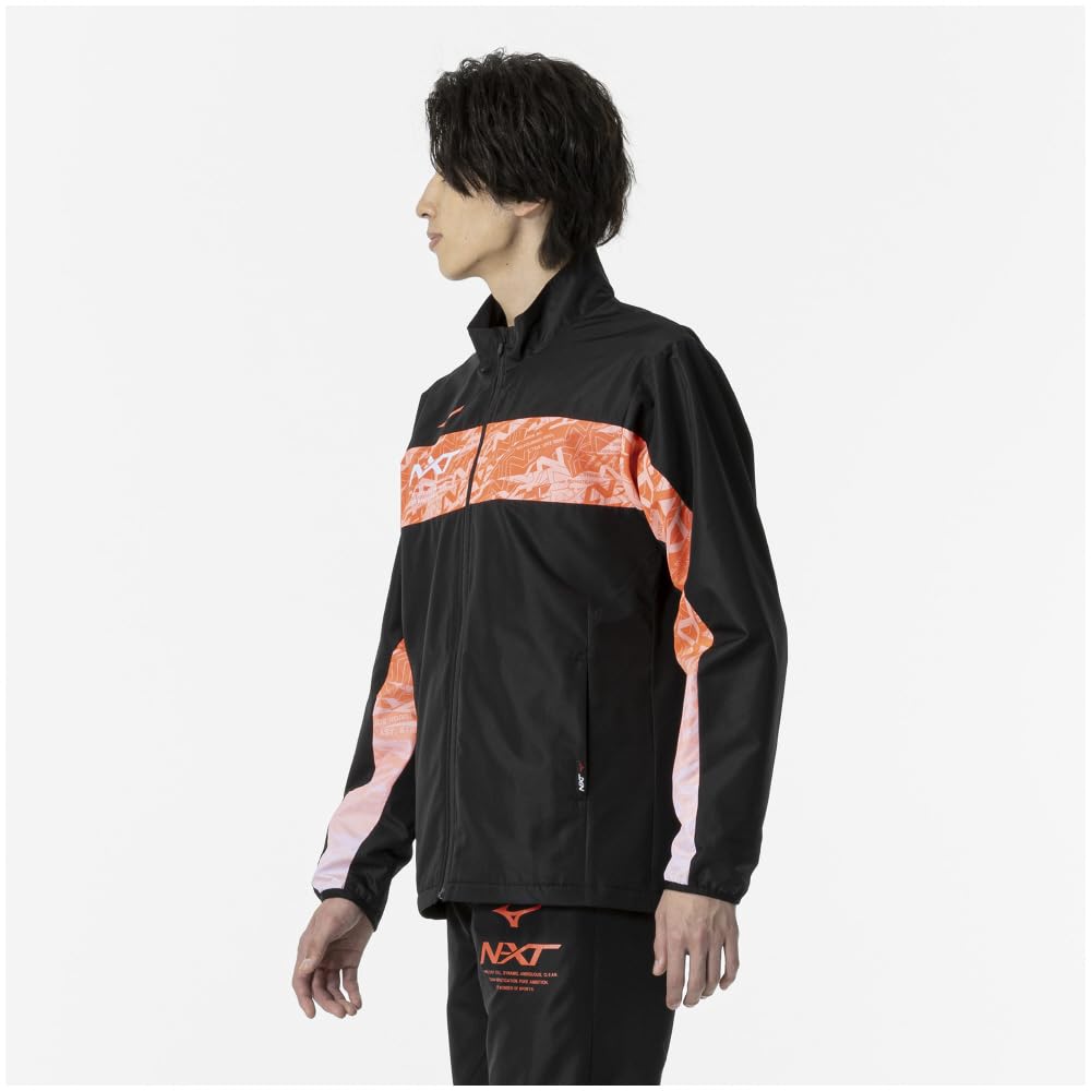 Mizuno Breath Thermo Warmer Training Size 2XL N-XT Jacket, Moisture-Wicking, Heat-Generating, Water-Repellent, Wear, 32JEA740, Black,