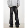 Kisko High Street American Lightning Pattern Washed Black Jeans Men's Trendy Straight-Leg Slimming Cleanfit Long Pants