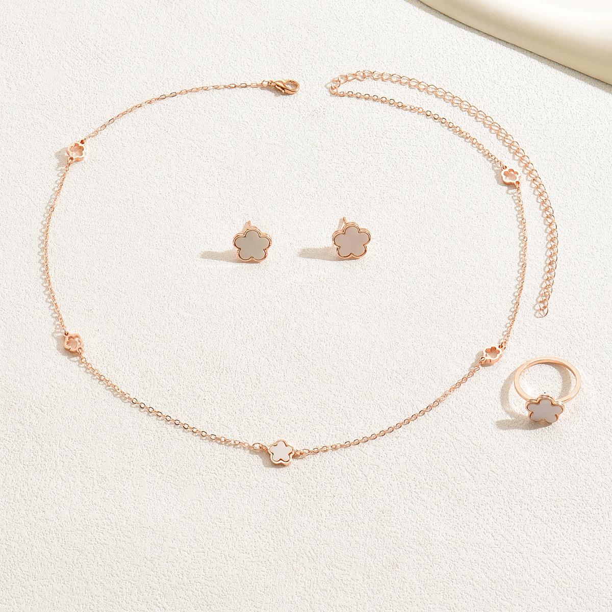 

Oil drop earrings necklace ring set plum blossom personalized design necklace earrings