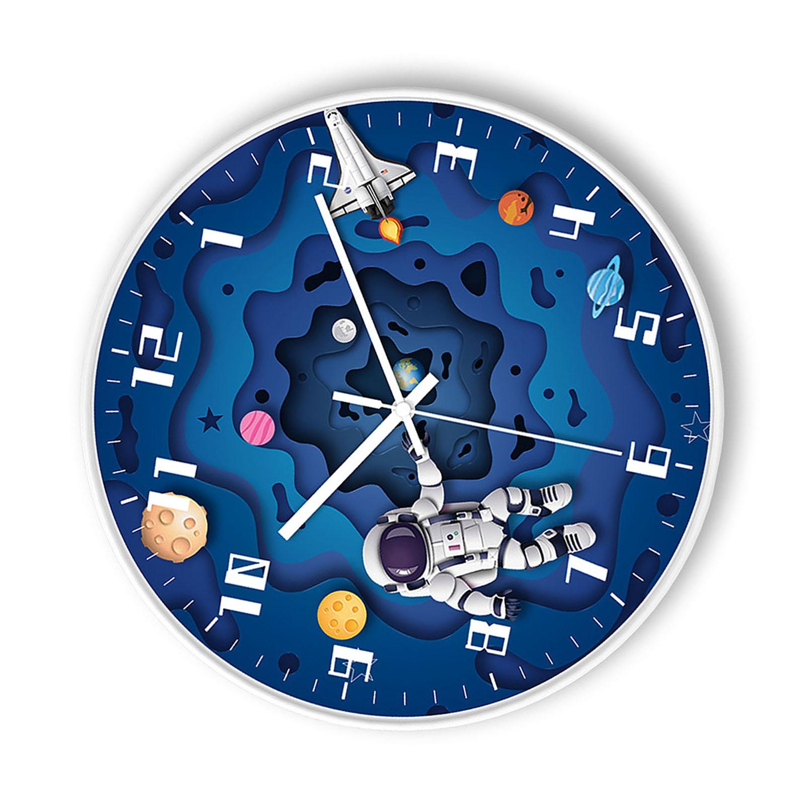 8-дюймовые бесшумные настенные часы из ПП, работающие от батареек, детские настенные часы, декор на тему космоса для дома, гостиной, спальни