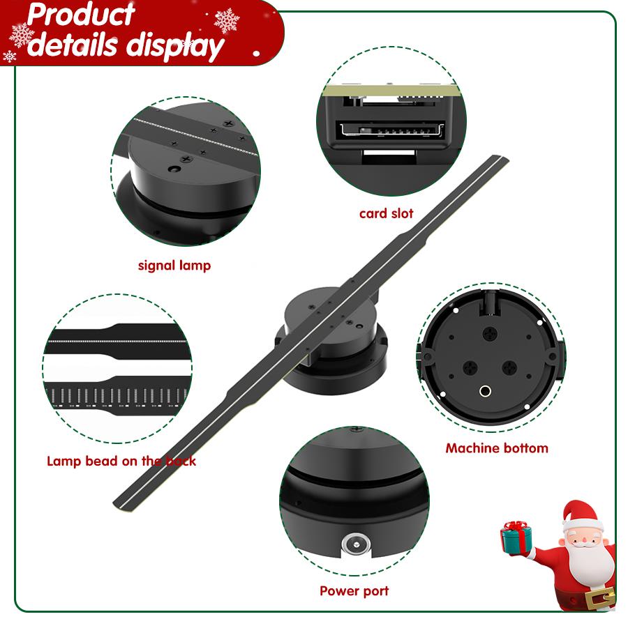 42Cm Wifi 3D Hologram Projector Fan Remote Wifi Control 3D Led Projector Display Player Holographic Advertising Projector