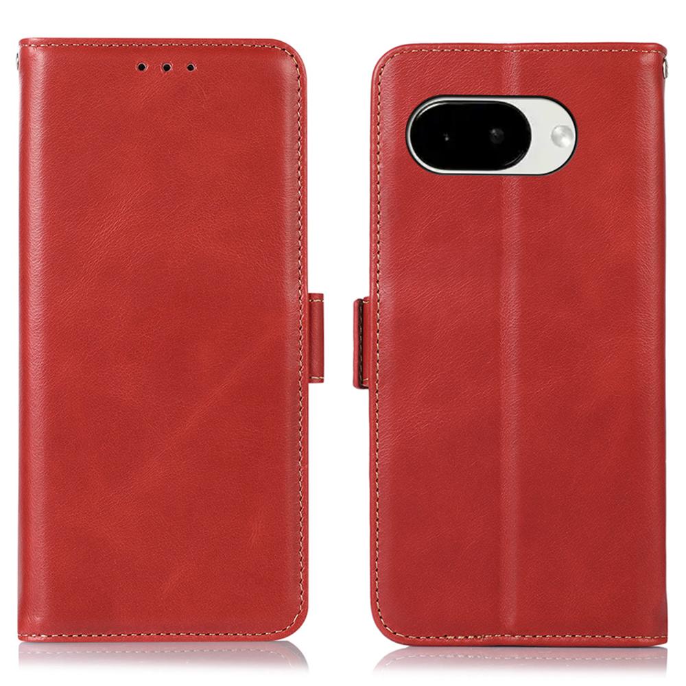 For Google Pixel 10a Case RFID Blocking Genuine Cow Leather Wallet Phone Cover