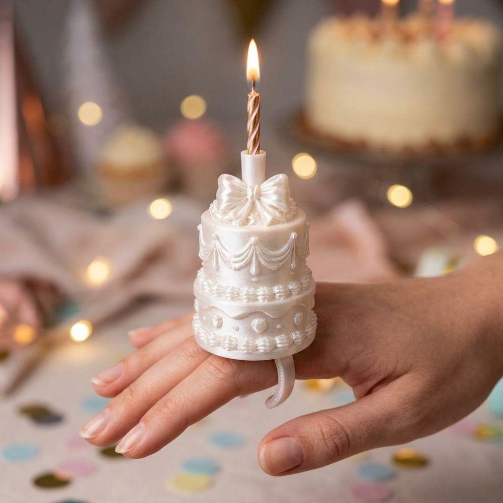 Plastic Finger Ring Candle Stand Silk Finish Birthday Cake Ring Topper Celebration