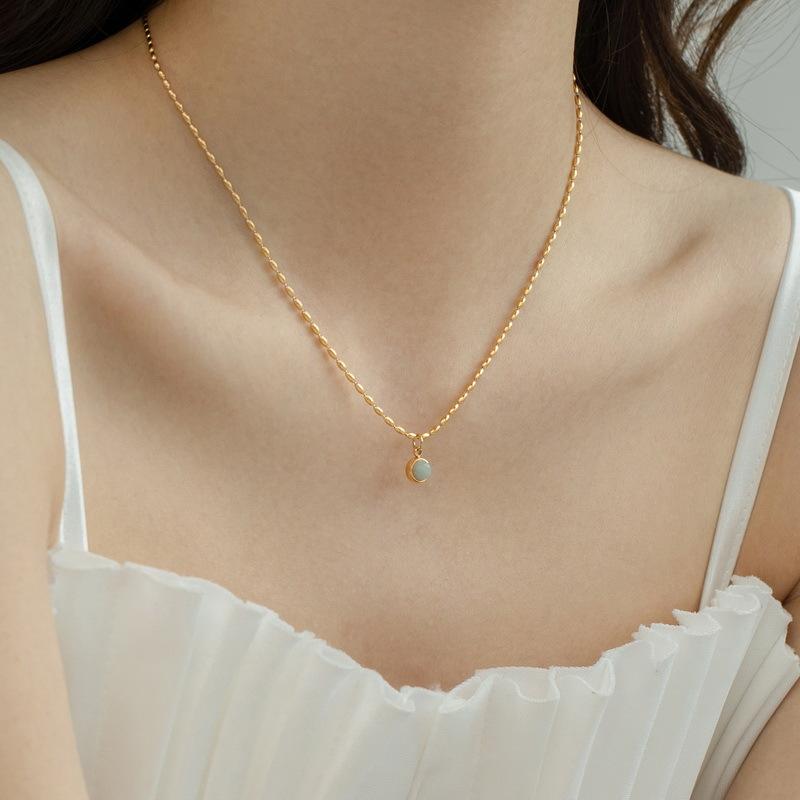 316L Stainless Steel Circular Mung Bean Pendant Ladies Necklace Fashion Exquisite