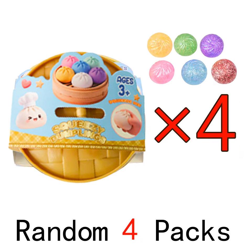 Mini Dumpling Bun Decompression Ball Pink With Steamer Basket Glitter Colored Shaped Venting beads Round Sensory Bouncy Durable Elastic