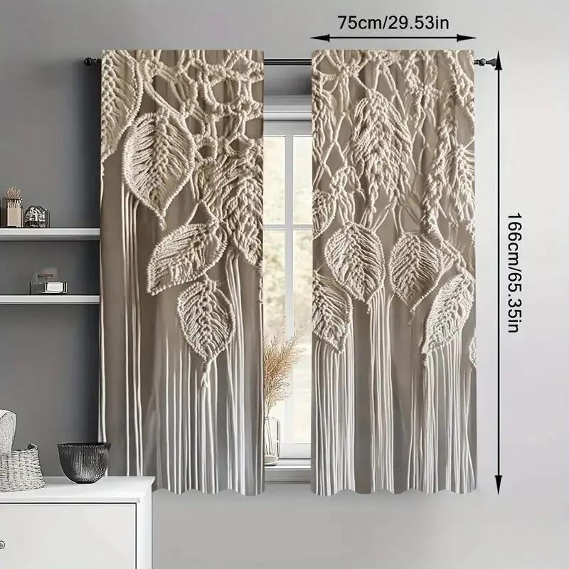 Fake Woven Leaf Print Curtains Christmas Decorations Bedroom Living Room Home Decoration Curtain Polyester Perfect For