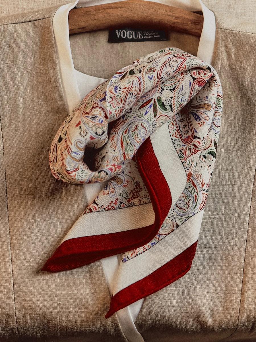 Mulberry Silk Wool Red Swaying Silk Wool Square Scarf Autumn and Winter High-end Fashion Scarf Silk Scarf Women 63