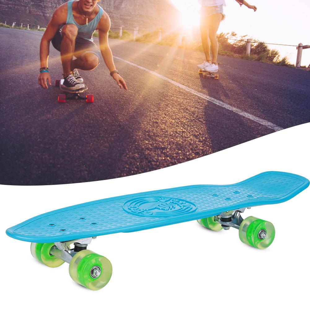 Four High Rebound PU Wheels Skateboarding Large Fish Boards Supply for Beginner Blue