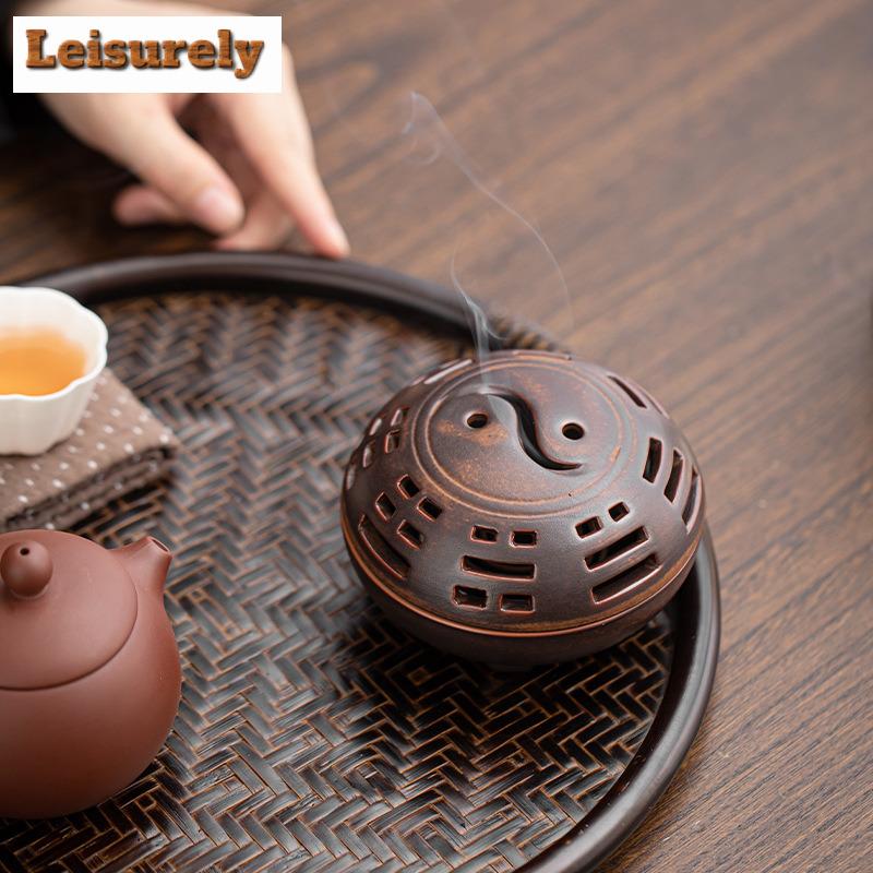 Zen Tai Chi Incense Burner Retro Plate Aromatherapy Furnace Chinese Agarwood Indoor Censer Burner Holder Tea Table Ornaments