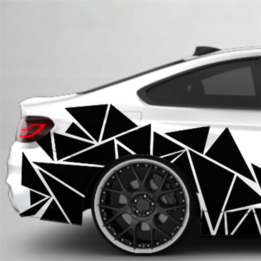 1pc 200x60cm Glossy Black Triangle Style Car Body Side Sticker Vinyl Decal Decor