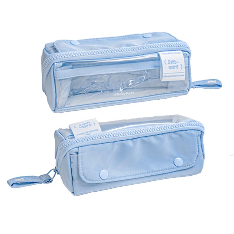 RosyPosy Transparent Prism Pencil Case: Spacious, Triple-Zipper Design for Students